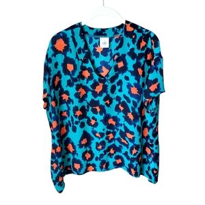 CAbi Oversized Short Sleeve V Neck Blouse